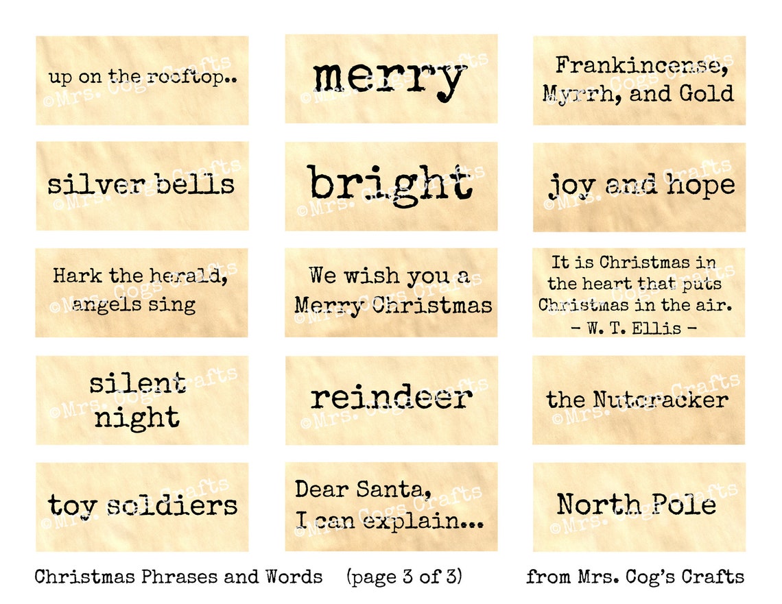 Christmas Phrases & Sayings Journal Prompts Printable | Etsy