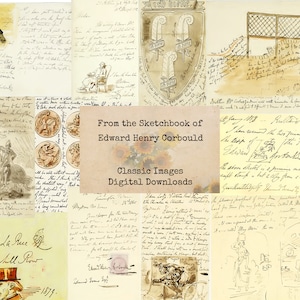 From the Sketchbook of Edward Henry Corbould - Printable Images, Ephemera, Digital Images, Vintage Art, Instant Download, Digital Paper