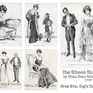The Gibson Girls by Charles Dana Gibson, Digital Ephemera Classics, Printable Images, Vintage Art, Digital Art, Instant Download image 2