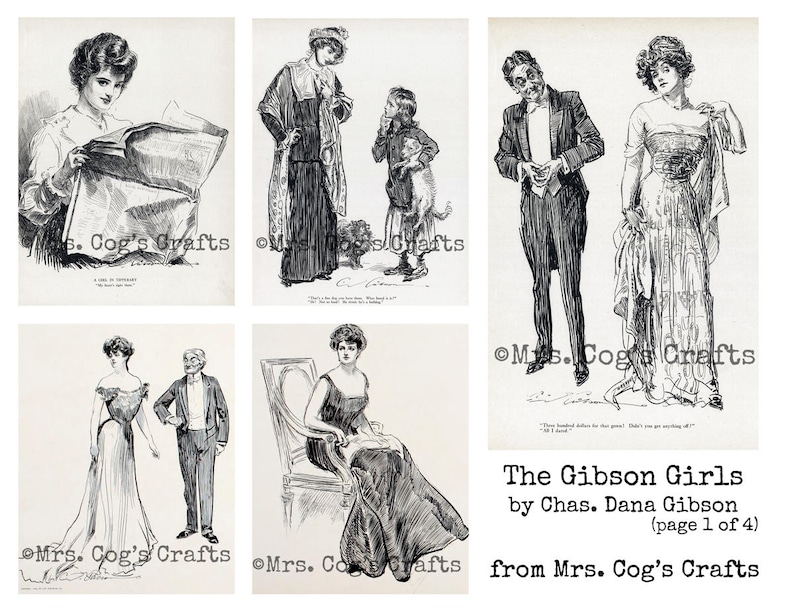 The Gibson Girls by Charles Dana Gibson, Digital Ephemera Classics, Printable Images, Vintage Art, Digital Art, Instant Download image 2