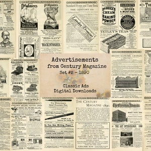 Century Magazine Ads 1890 Set #2 - Digital Ephemera Classics, Digital Images, Vintage Art, Instant Download, Digital Collage, Advertisements