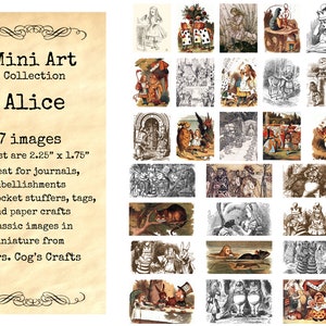 Mini Art - Alice - Printable Images, Digital Download, Miniature Images, Collage Sheet, Ephemera, Vintage Images, Embellishments