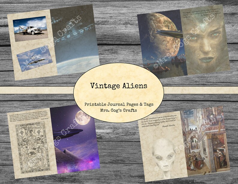 Vintage Aliens Junk Journal Kit - Printable Journal, Vintage Images ...