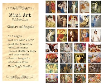 Mini Art - Choirs of Angels - Printable Images, Digital Download, Miniature Images, Vintage Images, Embellishments, Angelic Images