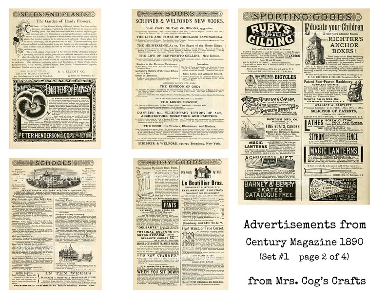 Century Magazine Ads 1890 Set #1 - Digital Ephemera Classics, Digital ...