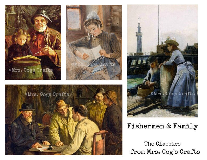 Fischer & Familie - digitale Ephemera Klassiker, digitale Bilder, Vintage-Kunst, Instant Download, digitales Papier, digitale Collage Bild 2