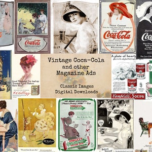 Vintage Coca-Cola and Other Ads - Printable Images, Ephemera, Vintage Art, Instant Download, Digital Collage, Vintage Images, Magazine Ads