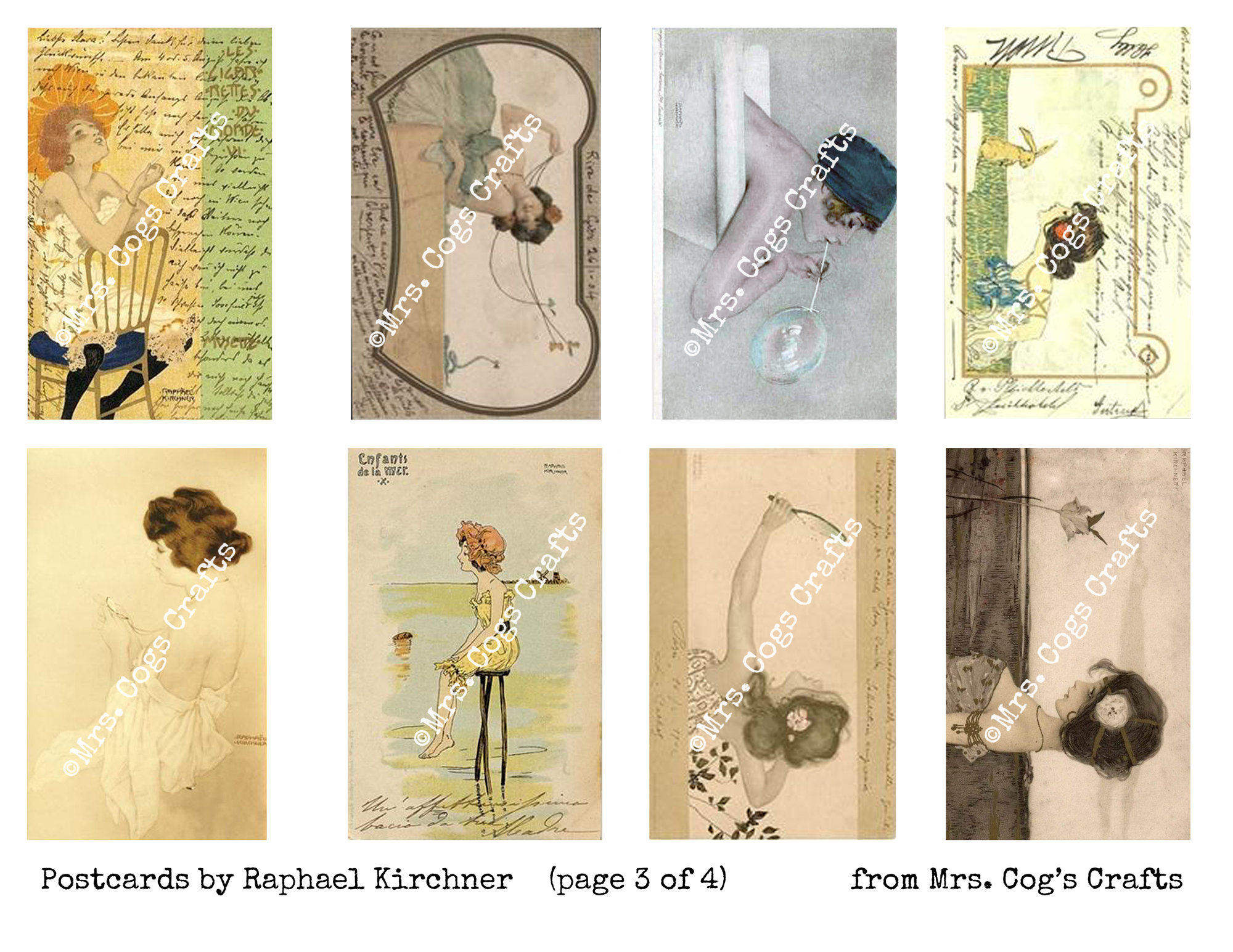 Postcards by Raphael Kirchner - Ephemera Classics, Printable