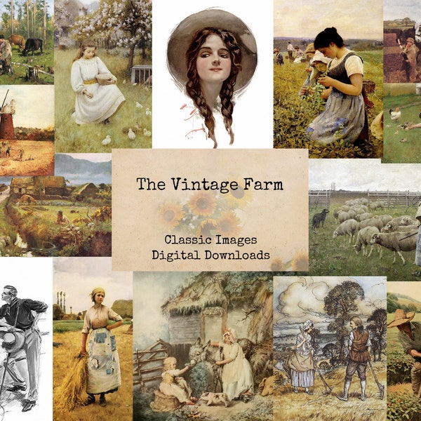 The Vintage Farm - Printable Images, Vintage Art, Instant Download, Digital Collage, Ephemera, Antique Art