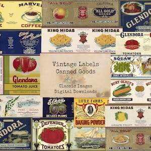 Vintage Labels - Canned Goods - Ephemera, Printable Images, Vintage Art, Instant Download, Digital Collage, Historical Images