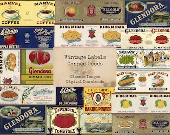 Vintage Labels - Canned Goods - Ephemera, Printable Images, Vintage Art, Instant Download, Digital Collage, Historical Images