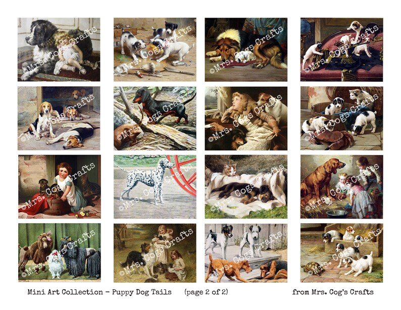 Mini Art Puppy Dogs Tails Printable Images Digital - Etsy