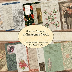 Dickens Christmas Carol - Junk Journal Kit, Druckbares Journal, Digitales Journal, Vintage Bilder, Art Journal, druckbare Seiten