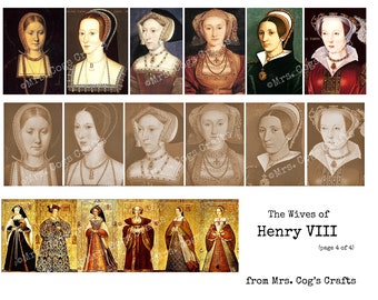 ヘンリー 8 世の妻たち - 印刷可能な画像、ビンテージ アート、即時