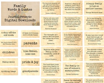 Family - Words & Quotes - Journal Prompts, Printable Words, Instant Download, Digital Collage, Printable Quotes