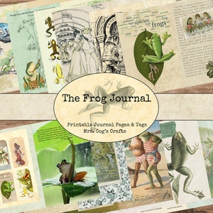The Frog Journal - Junk Journal Kit, Printable Journal, Digital Journal, Vintage Images, Printable Paper, Art Journal, Printable Tags