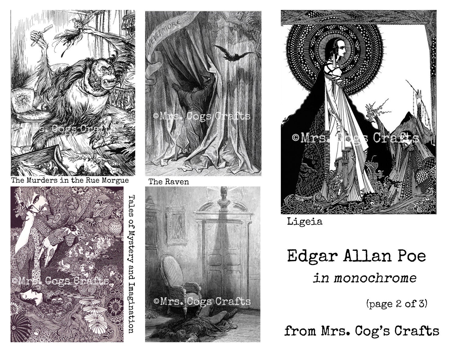 Edgar Allan Poe In Monochrome Digital Ephemera Classics Etsy Il Fullxfull.1858519493 2w1u