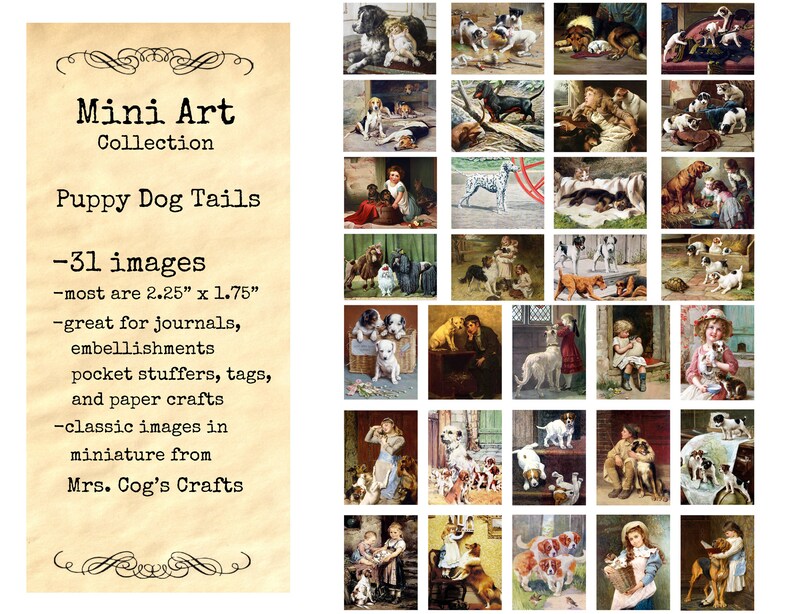 Mini Art Puppy Dogs Tails Printable Images Digital - Etsy