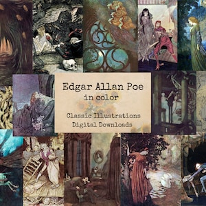 Edgar Allan Poe in color - Digital Ephemera Classics, Digital Images, Vintage Art, Instant Download, Digital Collage, Art Ephemera