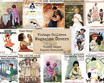 ヴィンテージの子供向け雑誌の表紙 - 印刷可能な画像、エフェメラ、即時ダウンロード、デジタルコラージュ、ヴィンテージ画像、雑誌の表紙