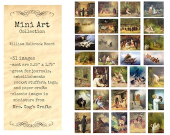 Mini Art - William Holbrook Beard - Printable Images, Digital Download, Miniature Images, Vintage Images, Embellishments, Antique Art