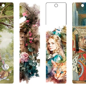 Segnalibro n. 1 Alice/Stampabile/Foglio di collage/Cartolina/Clip art/Scrapbooking/Creazione di biglietti/Journal di spazzatura/Etichette regalo