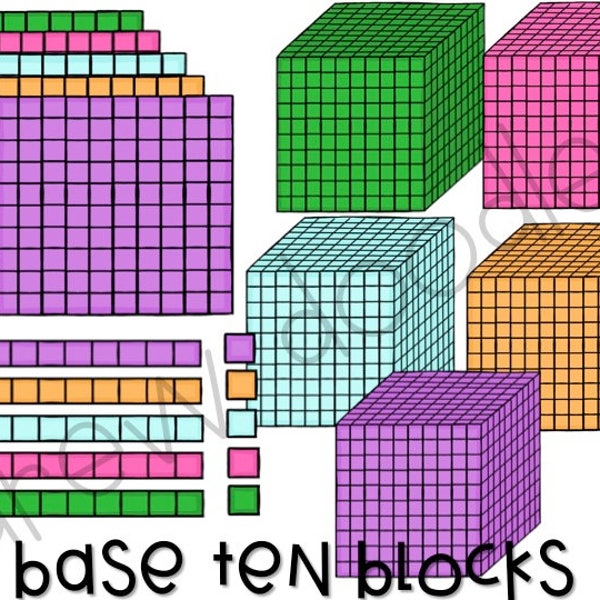 Base Ten Blocks Digital Clip Art Set- Instant Download