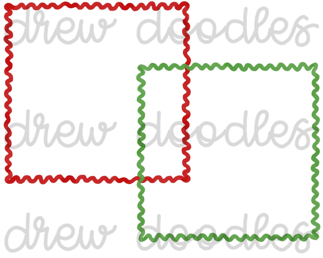 Watercolor Christmas Ric Rac Frames: Red and Green Clip Art (digital ...