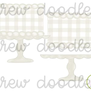 Watercolor Neutral Gingham Birthday Cake Digital Clip Art Set- Instant Download