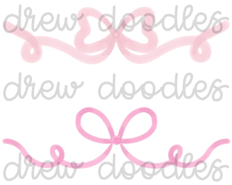 Watercolor Pink Bows Ribbons Digital Clip Art Set- Instant Download - Etsy