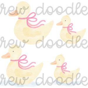 Aquarell rosa Schleife Enten - Digital Clip Art Set - Instant Download
