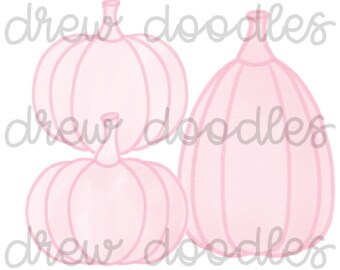 Watercolor Light Blue Pumpkins Digital Clip Art Set- Instant Download