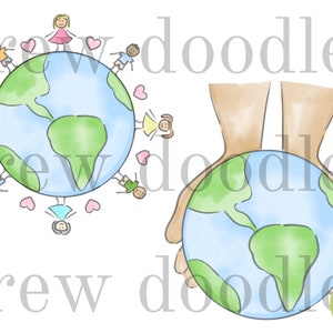 Conjunto de clipart digital do Dia da Terra em aquarela - download instantâneo