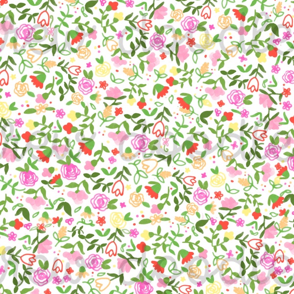 Watercolor Wildflower Pattern Print Digital Papers Backgrounds 4x6 an 5x7- READ DESCRIPTION
