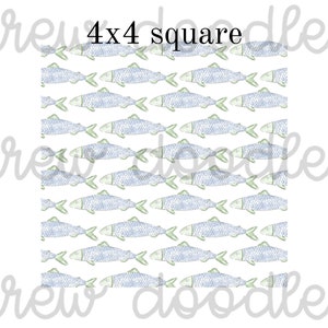 Watercolor Blue Fish Print Pattern Digital Papers Backgrounds 4x4 and ...