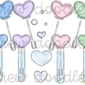 Aquarelle, bulles, baguettes, numérique, clip art, ensemble, -, téléchargement immédiat