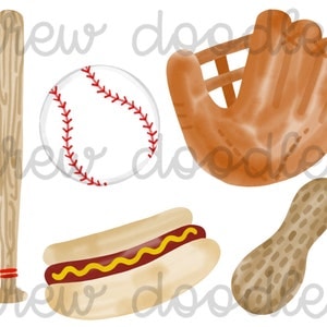 Akwarela Baseballll- Zestaw cyfrowych klipartów- Natychmiastowe pobranie