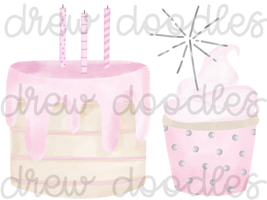 Watercolor Birthday Cakes Digital Clip Art Set Instant | Etsy