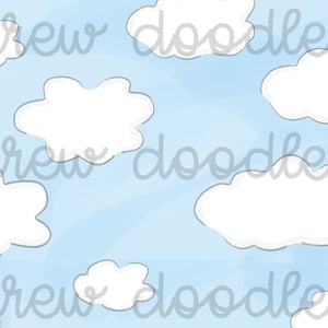 Watercolor Toy Friends Cloud Pattern Digital Papers Backgrounds 4x4, 7x5, and 5x7- Instant Download