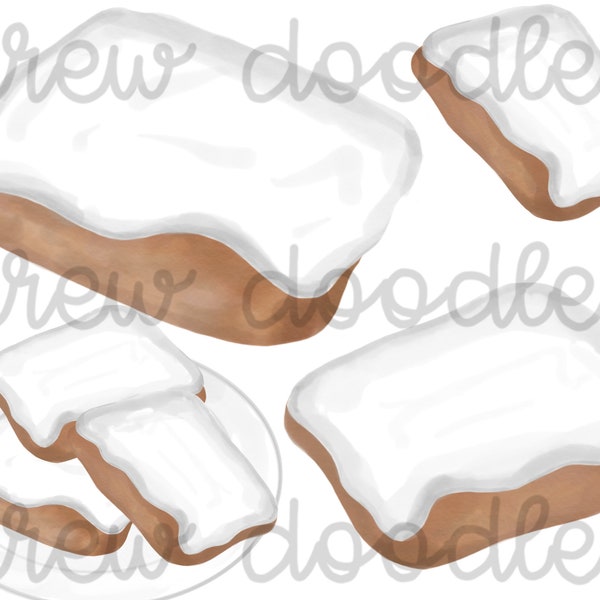 Watercolor Beignets Digital Clip Art Set- Instant Download