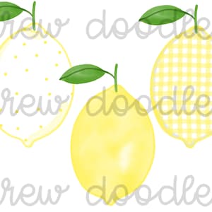 Watercolor Patterned Lemons Digital Clip Art Set- Instant Download