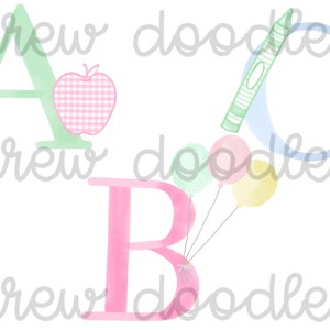 Aquarell Pastell ABC Buchstaben Digital Clip Art Set - Instant Download