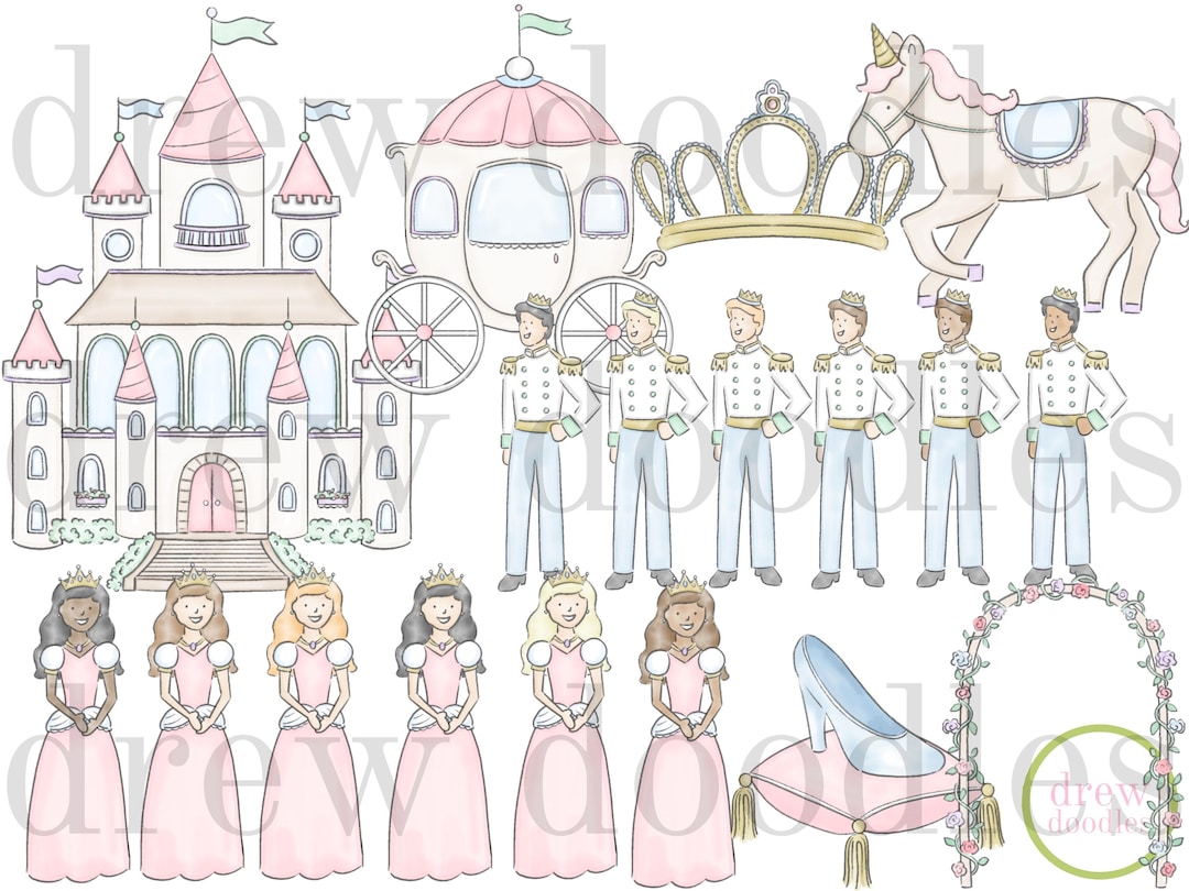 Watercolor Princess Castle Fairy Tale Jumbo Set- Digital Clip Art Set ...