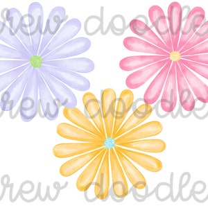 Conjunto de clipart digital de flores de margaridas brilhantes em aquarela - download instantâneo