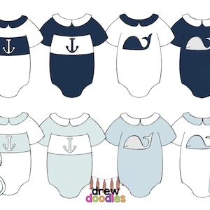 Baby Boy Onesies Digital Clip Art Set Instant Download image 1