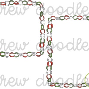 May include: Two square frames made of a red, white and green chain design. The frames are empty and ready for text or images.