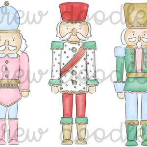 Conjunto de clipart digital de quebra-nozes coloridos em aquarela - download instantâneo