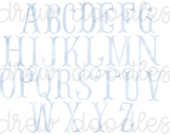 Watercolor Pink and Blue Fishtail Monogram Alphabet COMBO Digital Clip Art Set- Instant Download
