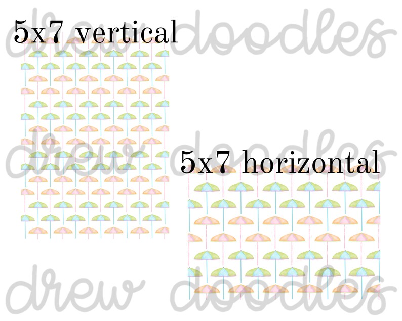 Watercolor Bright Beach Umbrella Print Pattern Digital Papers Etsy