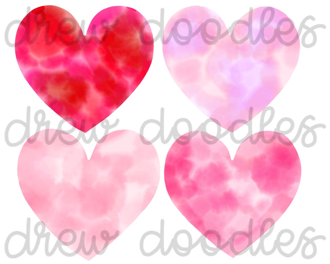 Watercolor Valentine's Day Tie Dye Hearts Digital Clip Art Set- Instant ...